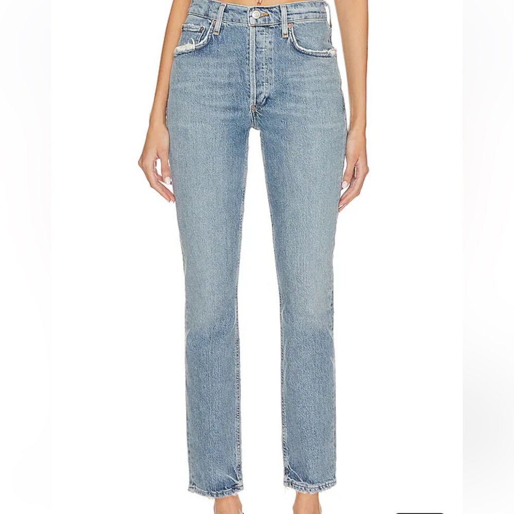 Agolde Riley Crop High Rise Straight in Quiver